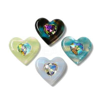 Cellulose Acetate(Resin) Cabochons with Crystal AB Rhinestone FIND-D029-09-1
