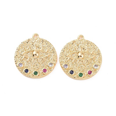 Brass Micro Pave Colorful Cubic Zirconia Pendants KK-E068-VC152-1