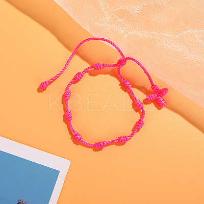 Cross Nylon Cord Braided Bead Bracelets WG2C716-03-1