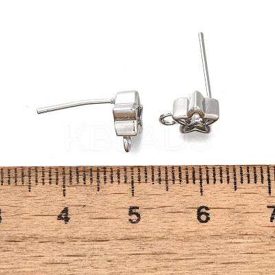 Brass with Cubic Zirconia Stud Earring Finding LS-KK-Q048-16P-1