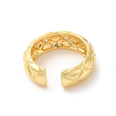 Brass Micro Pave Cubic Zirconia Open Cuff Rings RJEW-P098-07G-1