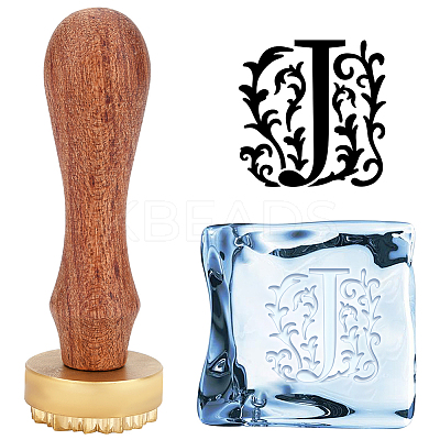 1Pc Pear Wood Handle with 1pc Brass Stamp Head DIY-OC0012-40A-1