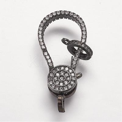 Brass Micro Pave Cubic Zirconia Lobster Claw Clasps ZIRC-G095-54B-1