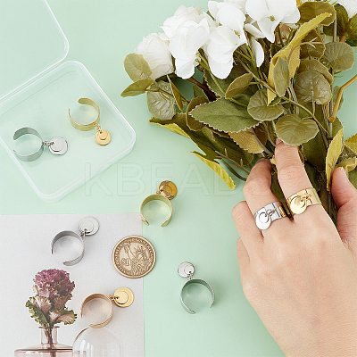 8Pcs 4 Style 304 Stainless Steel Open Cuff Rings Set RJEW-AB00010-1