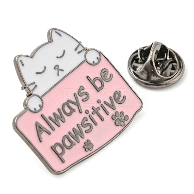 Cat Shape Alloy Enamel Pin Broochs AJEW-Z023-09B-1