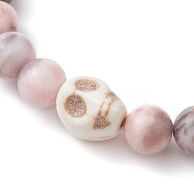 8.5mm Round Natural Pink Zebra Jasper Beaded Stretch Bracelets BJEW-JB10466-02-1