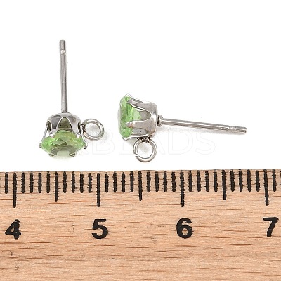 304 Stainless Steel Micro Pave Cubic Zirconia Stud Earring Findings STAS-H240-56P-02-1