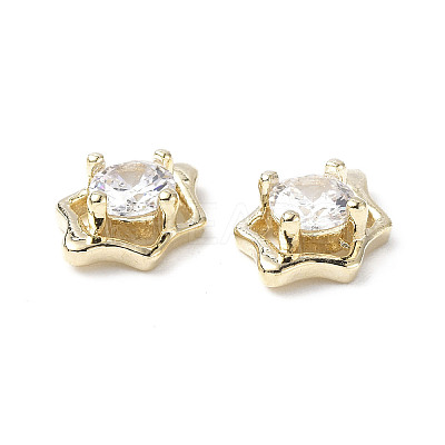 Brass Micro Pave Clear Cubic Zirconia Cabochons KK-A174-05G-1