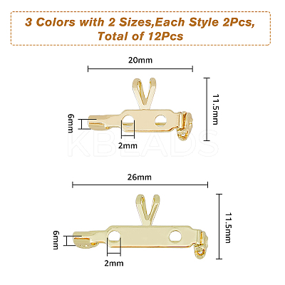 12Pcs 6 Styles Alloy Back Bar Pins with Loops FIND-FH0007-07-1