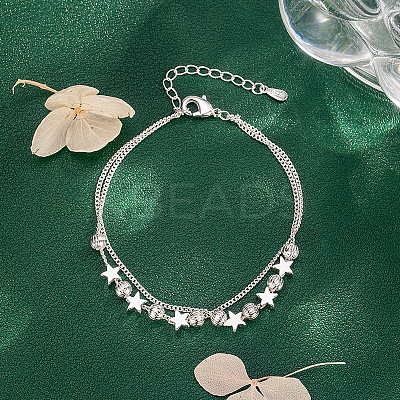 Brass Curb Chain 2-Strand Bracelets for Women WG9F5FA-02-1