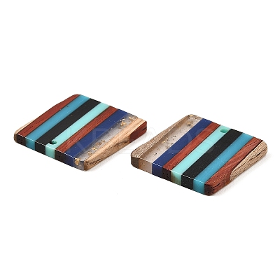 Transparent Resin & Walnut Wood Pendants RESI-E050-03-1