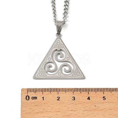 201 Stainless Steel Viking Triskelion Pendant Necklaces for Women Men NJEW-F344-01P-1