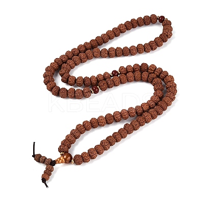 Buddhist Jewelry Prayer 108 Rudraksha Seed Mala Beads Necklaces NJEW-M102-02-1