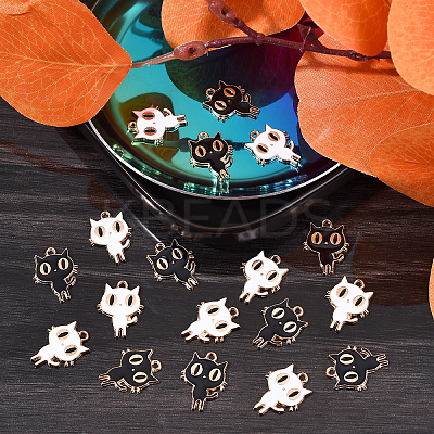 60Pcs 2 Colors Light Gold Alloy Enamel Pendants ENAM-CJ0001-68-1