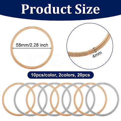 20Pcs 2 Colors Steel Wire Spring Stretch Bracelets Set BJEW-OC0001-18-1