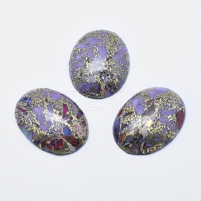Brass Line Regalite/Imperial Jasper/Sea Sediment Jasper Cabochons X-G-E464-42B-1