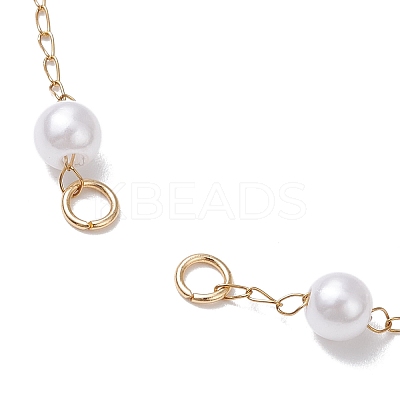 Round ABS Imitation Pearl Beads Link Chain Bracelet Making AJEW-JB01301-1
