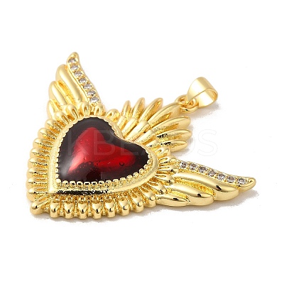 Rack Plating Brass Micro Pave Cubic Zirconia with Epoxy Resin Pendants KK-P241-39G-1
