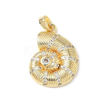 Brass Micro Pave Clear Cubic Zirconia Pendants KK-L253-03G-1