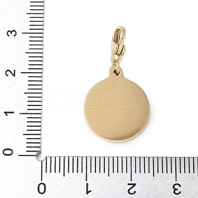 304 Stainless Steel Rhinestone Flat Round with Butterfly Pendant Decoration STAS-S165-25G-1