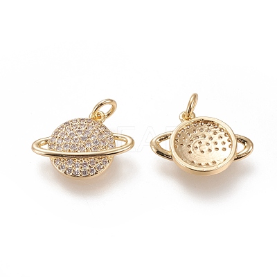 Brass Micro Pave Clear Cubic Zirconia Pendants ZIRC-L091-058G-1