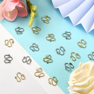 50Pcs 2 Colors 304 Stainless Steel Hook Clasps STAS-CJ0002-12-1