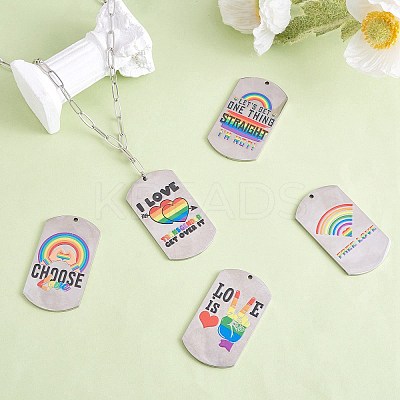 6Pcs 6 Style Pride 201 Stainless Steel Big Pendants STAS-SZ0003-10-1