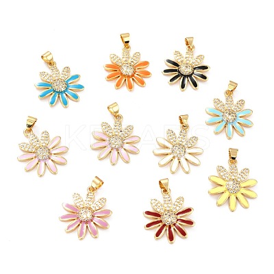 Real 18K Gold Plated Brass Micro Pave Cubic Zirconia Pendants ZIRC-L100-087G-1