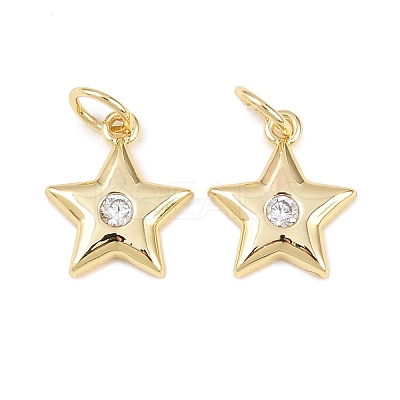 Brass Micro Pave Cubic Zirconia Charms KK-Z146-24G-1