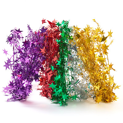 PVC Sparkly Star Metallic Garland with Iron Wire AJEW-TAC0034-08A-1