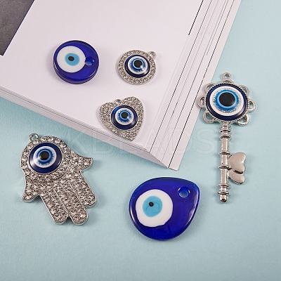6Pcs 6 Style Evil Eye Pendants Kit for DIY Jewelry Making DIY-SZ0005-80A-1