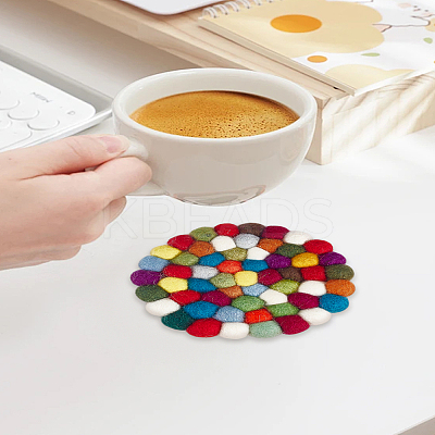 1Pc Round Wool Felt Ball Coasters AJEW-LP0005-94-1
