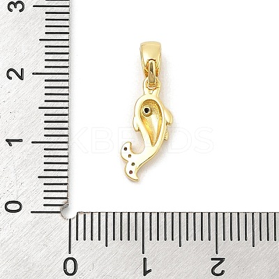 Rack Plating Leaf Brass Clear Cubic Zirconia Pendants KK-S407-13G-C-1