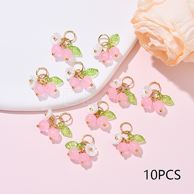 10Pcs Glass Pendants PALLOY-YW00093-01-1