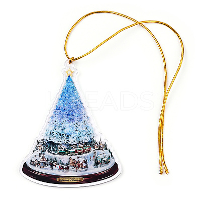 Acrylic Christmas Tree Pendant Decoration HJEW-Q010-01C-1
