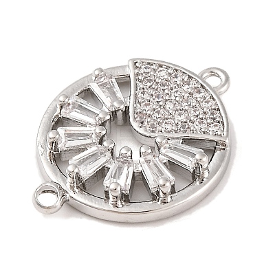 Brass Pave Clear Cubic Zirconia Connector Charms KK-S389-37P-1