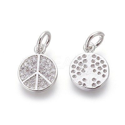 Brass Micro Pave Cubic Zirconia Charms X-ZIRC-J021-02P-RS-1