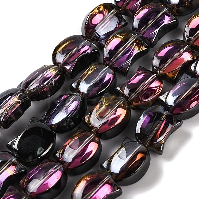 Electroplate Glass Beads Strands EGLA-Q128-08A-HP02-1