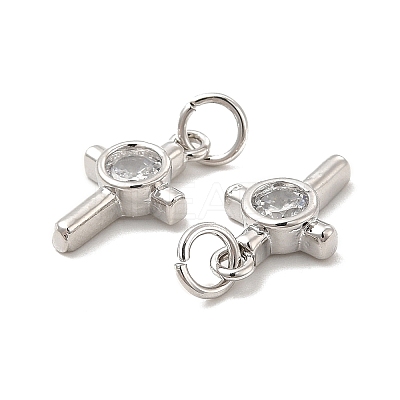 Brass Micro Pave Cubic Zirconia Charms KK-E068-VB239-1