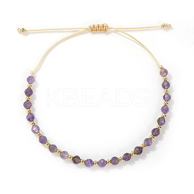 Natural Amethyst Round Beaded Braided Bracelets for Women TK4994-1-1