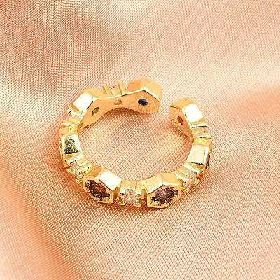 Brass Micro Pave Cubic Zirconia Cuff Rings for Women RJEW-Z113-46G-1