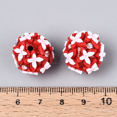 Handmade Polymer Clay Rhinestone and Resin Beads CLAY-T022-01D-1