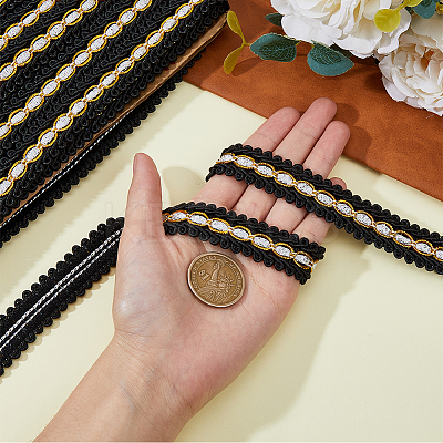 Centipede Braided Polyester Lace Trim OCOR-WH0092-02B-1
