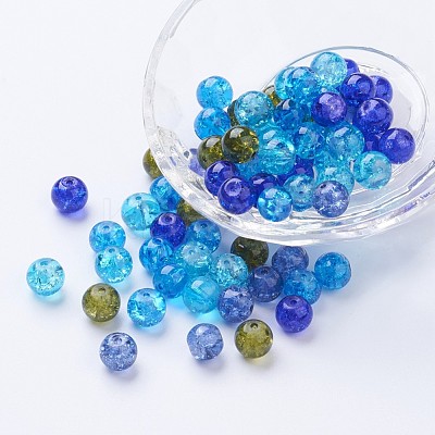 Baking Paint Crackle Glass Beads DGLA-X0006-8mm-01-1