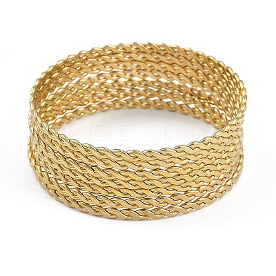 7Pcs Vacuum Plating PVD Vacuum Plating 201 Stainless Steel Bangles Sets BJEW-F476-06G-01-1
