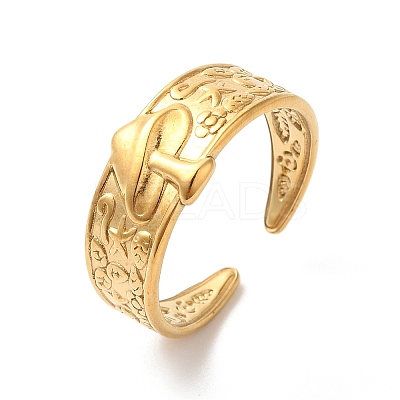 Ion Plating(IP) 304 Stainless Steel Mushroom Open Cuff Ring for Women RJEW-K245-29G-1