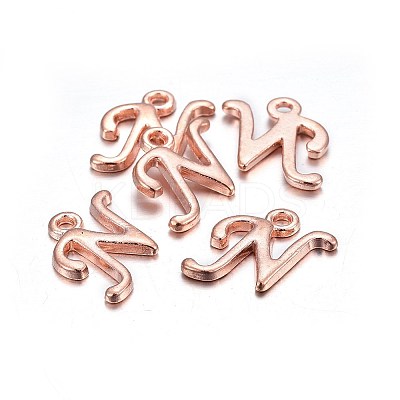 Rose Gold Plated Alloy Letter Pendants PALLOY-P097-05-N-1