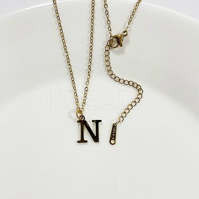 304 Stainless Steel Letter Pendant Necklaces NJEW-WH0027-26N-G-1