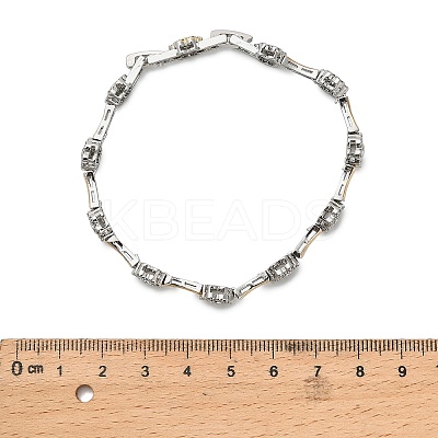 Brass Micro Pave Clear Cubic Zirconia Flower Link Chains Bracelets for Women BJEW-B145-03-1