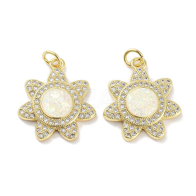 Brass Micro Pave Clear Cubic Zirconia Pendants KK-L213-019G-1